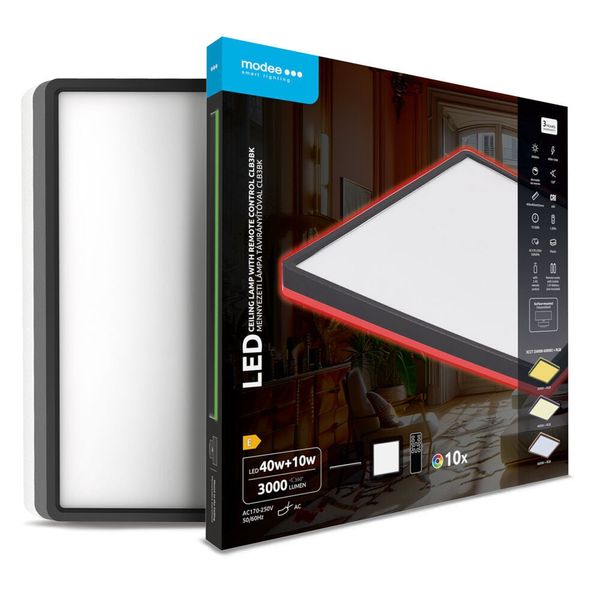 Modee Štvorcové stropné LED svietidlo CLB3 40+10W 3CCT+RGB 3000lm, ovládač (ML-CLB3BK)