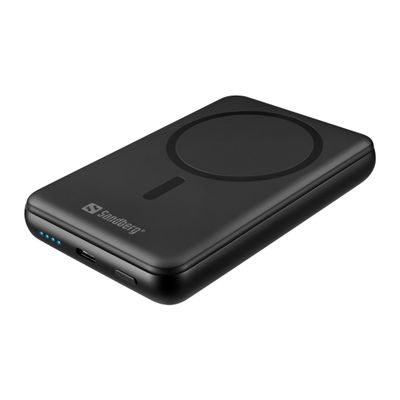 Sandberg SemiSolidState Magnet Powerbank 10000 mAh PD20W, magnetická powerbanka, čierna