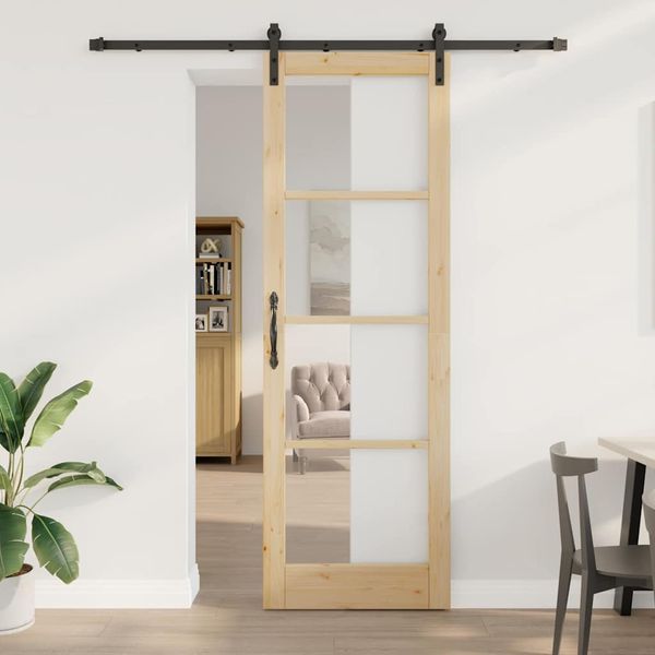 vidaXL Posuvné dvere ORKDAL Prírodná a čierna 78 x 232 cm