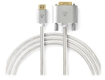 NEDIS PROFIGOLD adaptér HDMI/VGA/ konektor HDMI - DVI-D 24+1 zástrčka/ bavlna/ stříbrný/ BOX/ 2m Kabel, propojovací, zástrcka HDMI, zástrcka DVI-D 24+1pin, stríbrný, 2m