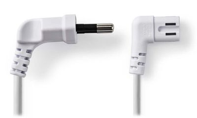 Nedis CEGL11055WT30 - Napájací kábel | Euro zástrčka – IEC-320-C7 | 3 m | Úhlový | Úhlový Ľavý | Biely kábel, napájací, zástrčka Euro na IEC-320-C7, dvojlinka, úhlový, 3m, biely