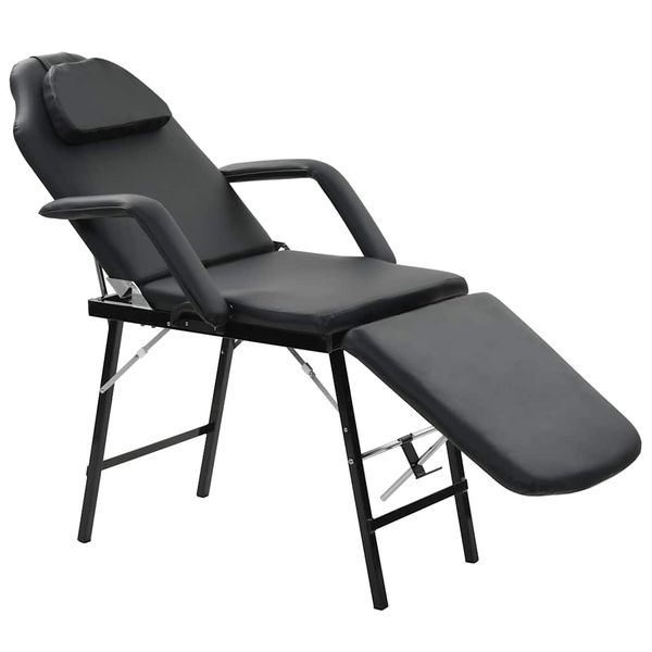 vidaXL Prenosné kozmetické kreslo, umelá koža 185x78x76 cm čierne