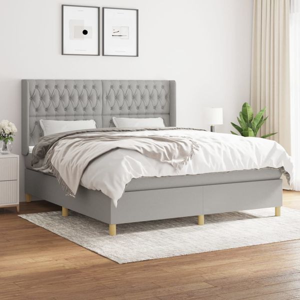 vidaXL Boxspring posteľ s matracom bledosivá 180x200 cm látka