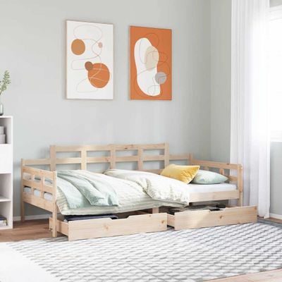 vidaXL Denná posteľ so zásuvkami 90x200 cm masívna borovica