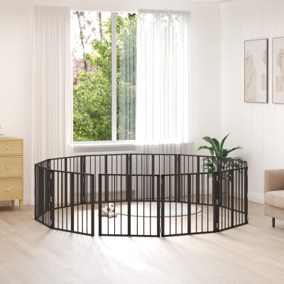 vidaXL Psia brána 12 pcs Čierny 60 x 60 cm Pozinkovaná oceľ