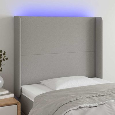vidaXL Čelo postele s LED bledosivé 93x16x118/128 cm látka