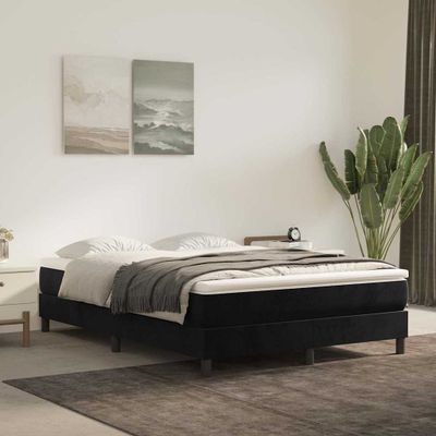 vidaXL Posteľný rám s boxspringom čierny 140x200 cm zamat