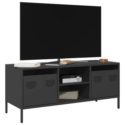 vidaXL TV skrinka čierna 101,5x39x43,5 cm oceľ valcovaná za studena