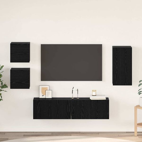 vidaXL Zostava TV skriniek Nástenný 5 pcs Čierny dub Kompozitné drevo