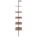 vidaXL Naklonený regál s 5 policami, tmavohnedo čierny 64x35x185 cm