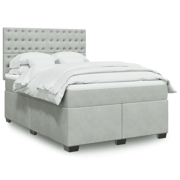 vidaXL Posteľný rám boxsping s matracom bledosivý 140x190 cm zamat