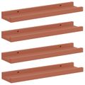 vidaXL Stenná polica Nástenná montáž 4 ks Červená 40 x 9 x 3 cm