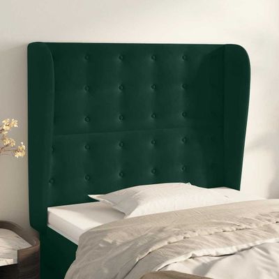 vidaXL Čelo postele so záhybmi tmavozelený 103x23x118/128 cm zamat
