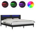 vidaXL Rám postele s LED pásikmi Čierna 180 x 200 cm Umelá koža
