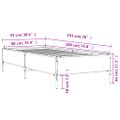 vidaXL Posteľný rám dub sonoma 90x190 cm kompozitné drevo a kov