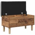 vidaXL Úložná lavička s vankúšom Staré drevo 82 x 42 x 46 cm
