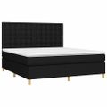 vidaXL Posteľ boxsping s matracom a LED čierna 180x200 cm látka