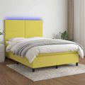 vidaXL Posteľ boxsping s matracom a LED zelená 140x190 cm látka