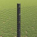 vidaXL Hexagonálny plot s stĺpom 25 x 1,2 m PVC potiahnutá oceľ Sivá