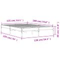 vidaXL Posteľný rám hnedý dub 135x190 cm kompozitné drevo a kov