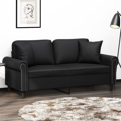vidaXL 2-miestna pohovka s vankúšmi čierna 140 cm umelá koža