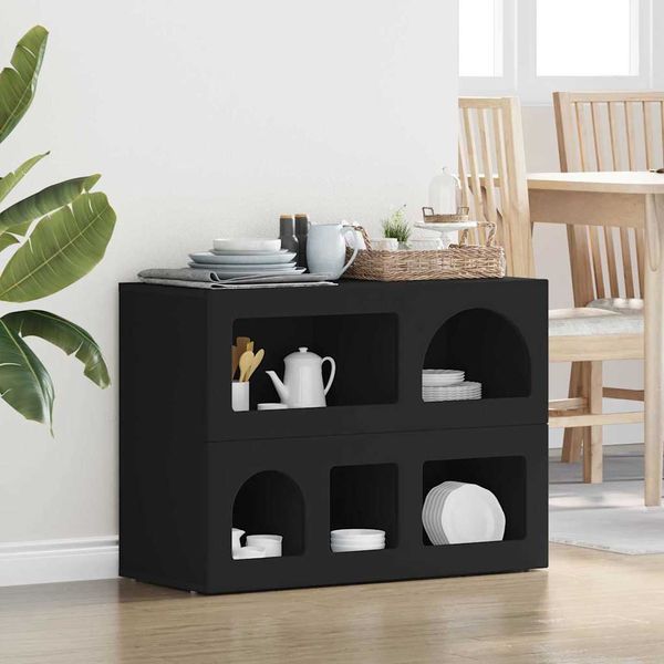 vidaXL Servírovacia skriňa ELST Čierna 80,5 x 35 x 59 cm