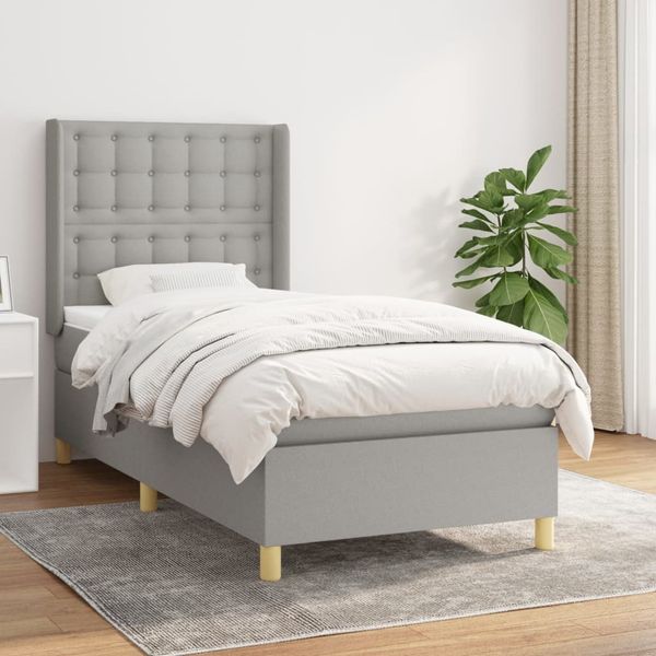 vidaXL Boxspring posteľ s matracom bledosivý 100x200 cm látka