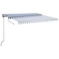 vidaXL Stojaca ručne zaťahovacia markíza 450x300 cm modro-biela