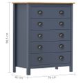vidaXL Komoda Hill s 5 zásuvkami, sivá 79x40x96,5 cm, borovicový masív