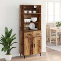 vidaXL Highboard Staré drevo 69,5 x 34 x 180 cm Kompozitné drevo