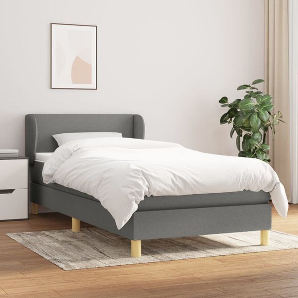 vidaXL Boxspring posteľ s matracom tmavosivá 90x190 cm látka