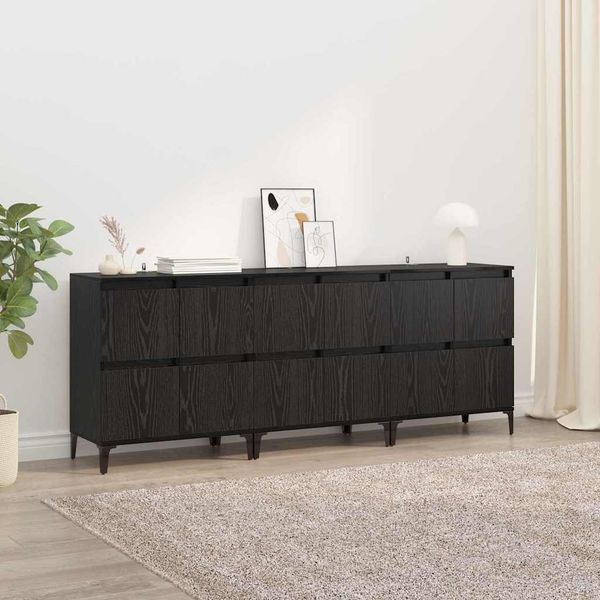 vidaXL Komody 3 pcs Čierny dub 60 x 35 x 70 cm Kompozitné drevo