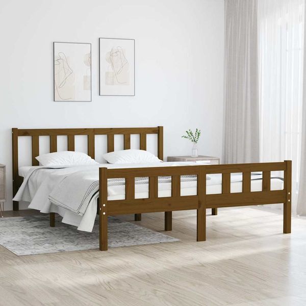 vidaXL Posteľný rám medový drevený masív 120x190 cm malé dvojlôžko
