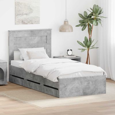 vidaXL Rám postele Betónová šedá 75 x 190 cm Inžinierske drevo