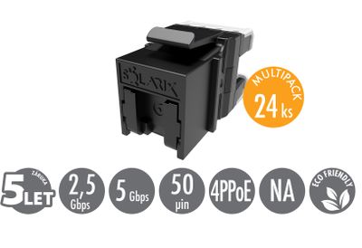 MULTIPACK 24 ks - rýchlozarezávací keystone Solarix CAT6 UTP SXKJ-6-UTP-BK-NA Comp. Level a 4PPoE