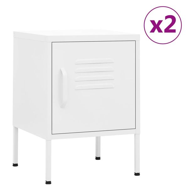 vidaXL Nočné stolíky 2 ks biely 35x35x51 cm oceľ