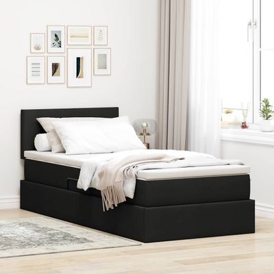 vidaXL Postel s úložným prostorem a matrací Čierna 100 x 200 cm