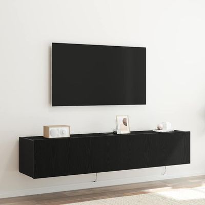 vidaXL TV nástenná skriňa s LED 2 pcs Čierny dub 80 x 35 x 31 cm
