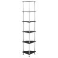 vidaXL Regál so 6 policami čierny 30x30x160 cm tvrdené sklo