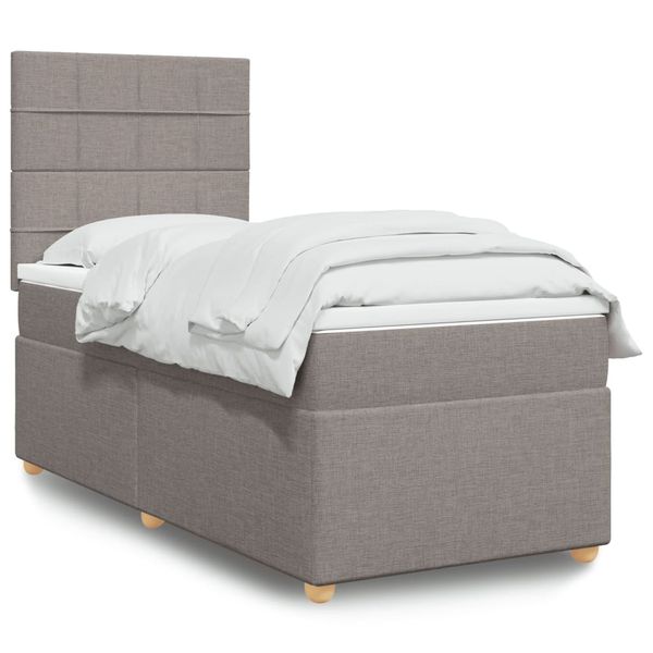 vidaXL Posteľný rám boxsping s matracom sivohnedý 90x200 cm látka