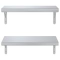 vidaXL Nástenné police 2 ks 50x23,5 cm, strieborné, nehrdzavejúca oceľ