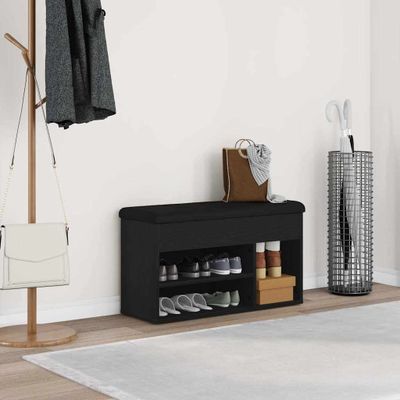 vidaXL Lavička na topánky Čierna 80 x 30 x 45 cm Kompozitné drevo