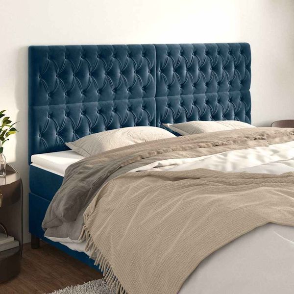 vidaXL Čelo postele tmavomodré 200x7x118/128 cm zamatové
