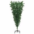 vidaXL Prevrátený umelý vianočný stromček s guľami Zelená 150 cm PVC