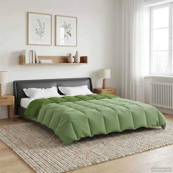 vidaXL Prikrývka na celý rok Šnurovaný Zelená 240 x 260 cm Mikrovlákno