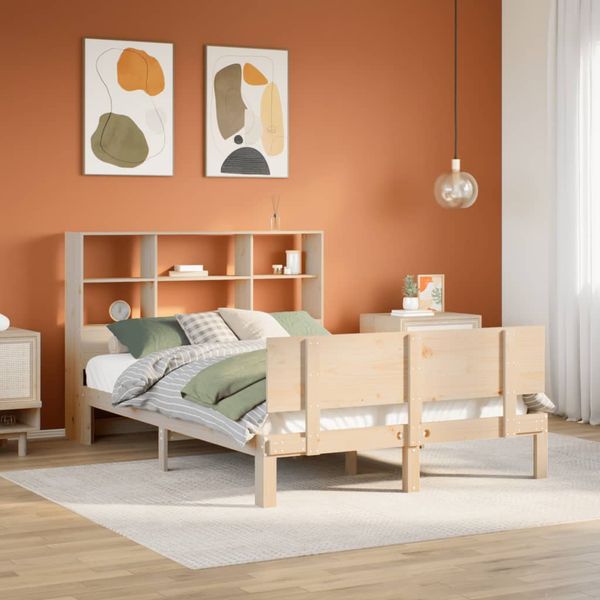 vidaXL Posteľ s knižnicou bez matraca 150x200 cm borovicový masív