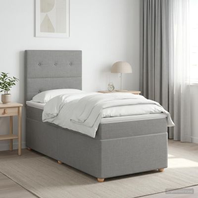 vidaXL LED boxspring posteľ s matracom Svetlosivá 80 x 200 cm Látka