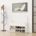 vidaXL Lavica na topánky, lesklá biela 80x30x45 cm, kompozitné drevo
