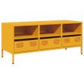 vidaXL TV skrinka horčicovožltá 101,5x39x43,5 cm oceľ