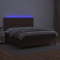vidaXL Boxspring posteľ s matracom a LED hnedá 140x190 cm umelá koža